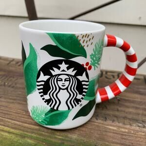 Starbucks 2019 Holiday coffee mug limited edition Holly and Peppermint Handle